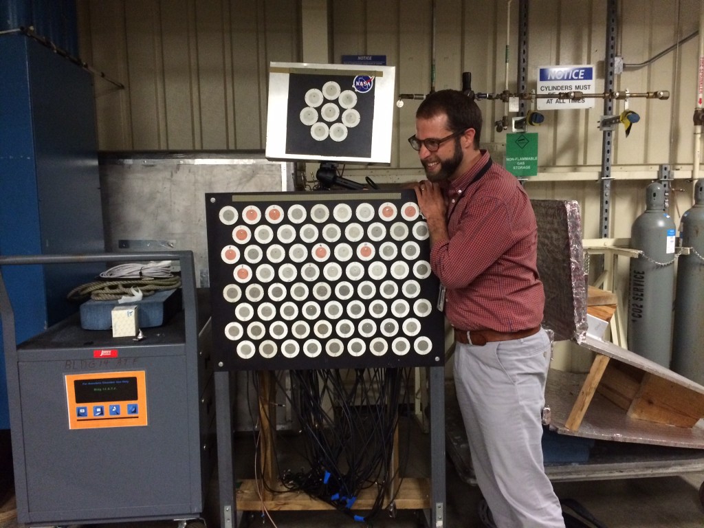 Evan Everett with NASA array, used in SoftNull experiments